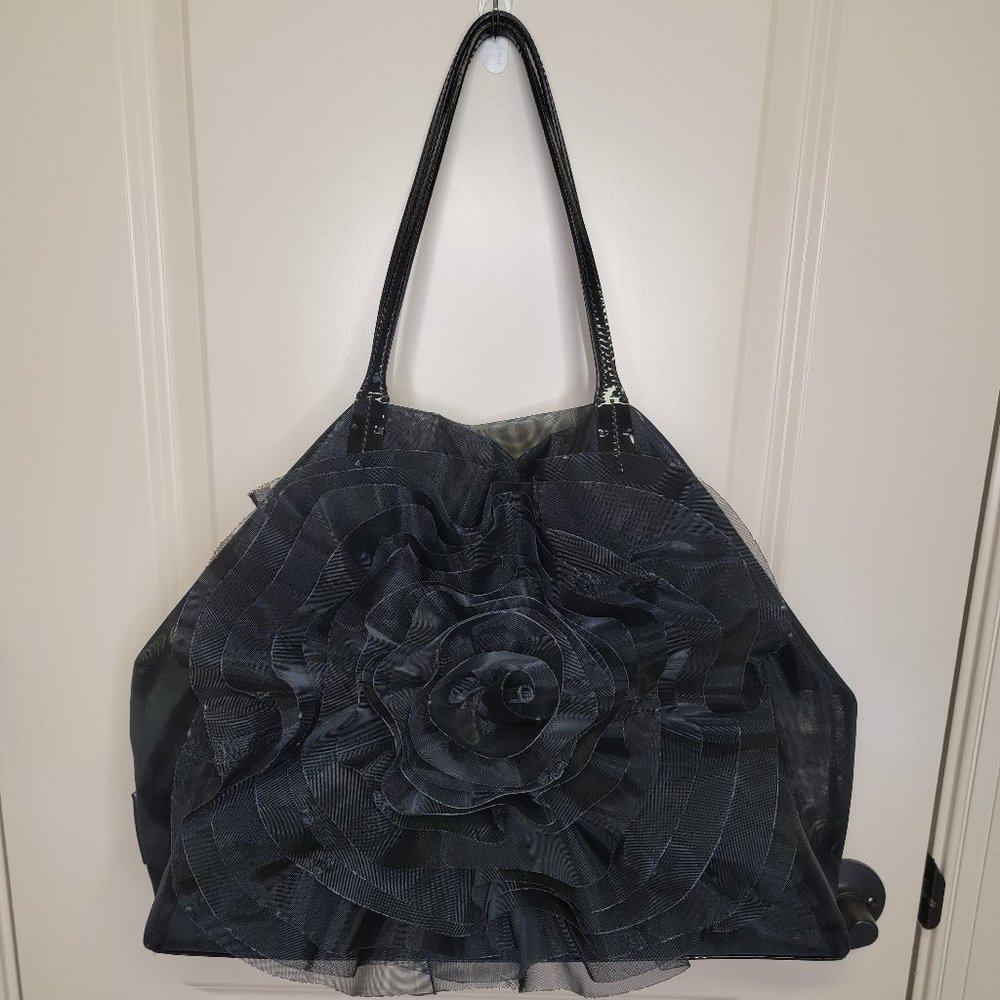 Valentino Mesh Tote with Floral Embellishment